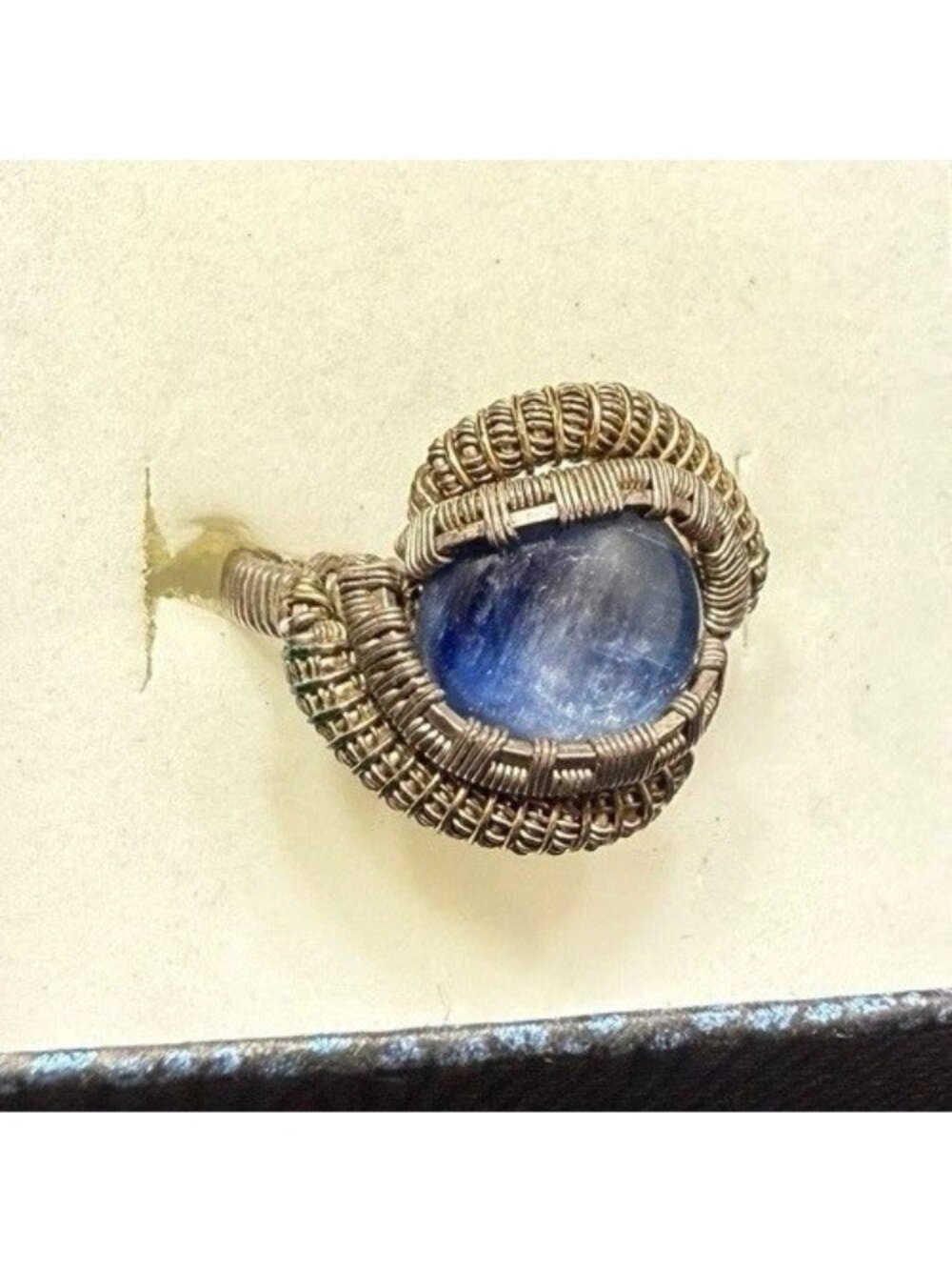 Vintage Sterling Silver Blue Tiger’s Eye Gemstone Ring Band Size 6.5